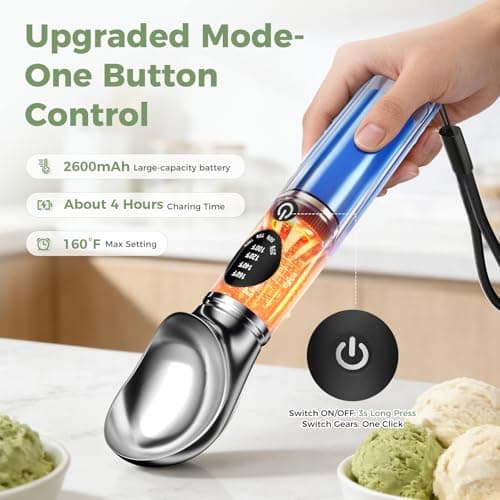 Beyn Heated Ice Cream Scoop with Removable Head, 4 Adjustable Temperature Settings & LED Display, Easy to Clean, Perfect for Hard Ice Cream and Frozen Yogurt - Thumbnail 3
