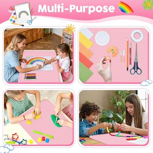 Large Silicone Mat for Crafts, 24"X19.7" Art Mat with Raised Edges for Clay, Resin, Slime, Jewelry-Making Table Protection Heat-Resistant Paint Mats, pink - Thumbnail 4