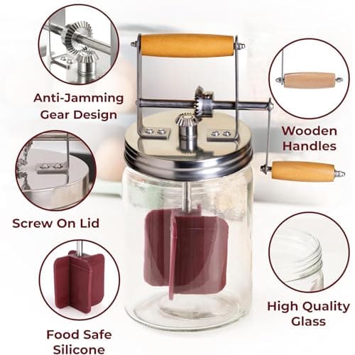 Dazey Butter Churner - Butter Crock, Cheese Cloth, Paddles, Recipe Book INCLUDED- Hand Crank Churn Manual Butter Maker- Create Delicious Homemade Butter With Your Own Dazey Churner - Thumbnail 3