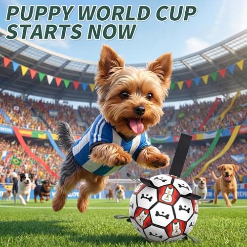 VOXGET Interactive Dog Ball Toys, 2026 Dog Soccer Ball with Thicken Straps for Small Medium Breeds Tug of War, Small Herding Balls with Pump for Puppy Dogs Outdoor Play Training (Black, 6 Inch) - Thumbnail 2