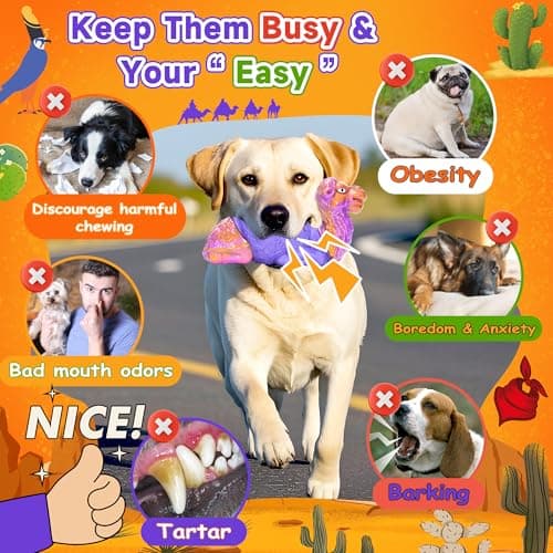 Tough Dog Toys for Aggressive Chewers, Durable Indestructible Nylon Dog Chew Toys for Large Medium Small Breeds, Squeaky Chew Toy for Puppy Teething, Interactive Dogs Toy Keep Them Busy (Wood Flavor) - Thumbnail 4