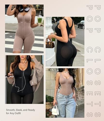 POP CLOSETS Fajas Colombianas Moldeadoras Tummy Control Shapewear, Black, M - Thumbnail 6