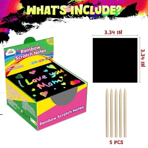 ZMLM 165 Pcs Rainbow Scratch Paper Art Notes - Crafts for Kids Ages 4-8, Classroom Prizes, 1st 2nd 3rd Grade School Activity Bulk, End of Year Student Gifts from Teacher - Thumbnail 2