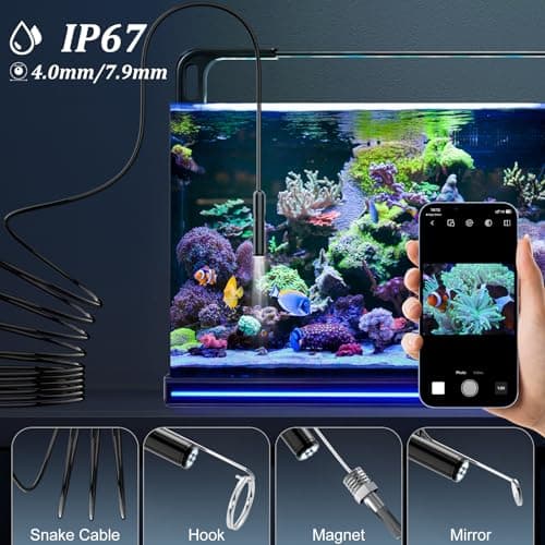 Endoscope Camera with Light, 1920P HD Borescope with 8 Adjustable LED Lights, 16.4ft Semi-Rigid Snake Camera, IP67 Waterproof 7.9mm Inspection Tools for iOS and Android - Thumbnail 4