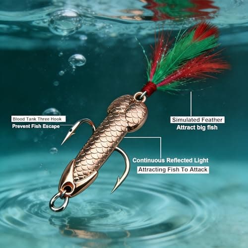 4Pcs Rose Gold Fishing Lures - Metal Luminous Sequin Spoon Lures with Sharp Treble Hooks, Funny Gag Gift for Men, Father's Day/White Elephant Gift for Anglers, Suitable for Bass & Trout - Thumbnail 6