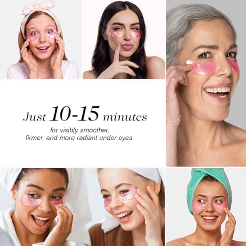 ZealSea Under Eye Patches for Puffy Eyes and Dark Circles, Collagen Under Eye Mask for Dark Circles and Puffiness, Travel Essentials, Eye Gel Pads for Spa Party, Self Care Gifts for Women, 20 Pairs - Thumbnail 6