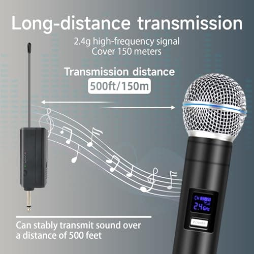 Loewieta Professional Wireless Microphone for Podcast, Karaoke & Singing – 2.4GHz Portable Dynamic Mic with 150ft Range, 8H Battery,Micrófono Inalámbrico for Streaming & Live Performance - Thumbnail 5