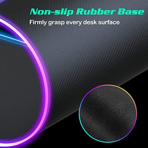 RGB LED Mouse Pad with 15W Wireless Charger Gaming Mouse Pad with 10 Light Modes, Extra Large Mousepad Non-Slip Rubber Base Computer Keyboard Mat for Men - Thumbnail 3