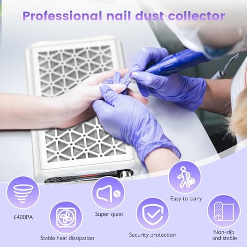 Nail Dust Collector. 1600PA Dust Collector Nail Tech.Nails Dust Collector Machine with LED Display 30 Filter Paper, Suitable for Nail Salons/Home Manicures Acrylic Nail Tools（White） - Thumbnail 4