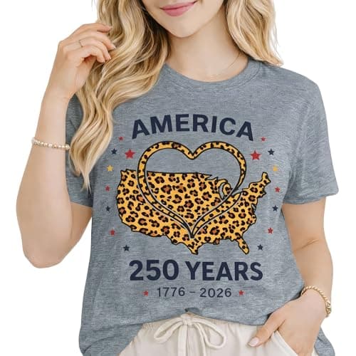 Lurivica America 250 Years Shirt Women Leopard USA Map 4th of July T Shirt Patriotic Tee - Image 1