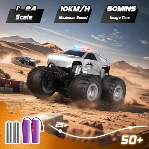 Amilacily Remote Control Car, All Terrain Remote Control Truck, RC Cars with 360 Degree Spins, Pickup-Style Toy Car with Light, Rechargeable RC Truck for Boys Girl Kids 4-7 8-12 6-8 - Thumbnail 5