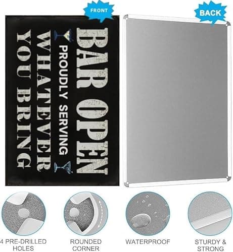 Carastora Vintage Bar Wall Decor Sign - 'Bar Open' for Home Bar, Club, Kitchen - Fun Gift for Beer Lovers, 8x12 Inch - Thumbnail 5