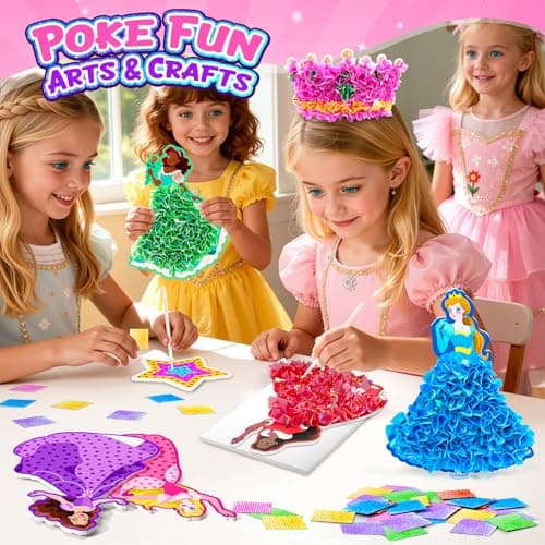 Gooidea 10PCS Poke Arts and Crafts for Girls Ages 4, 5, 6, 7, 8, 9, Classical Princesses Poking Art, Mess-Free DIY Craft for Kids DIY Creative Activities Pretend Play Toy Gifts for Kids Age 4-9 - Thumbnail 2