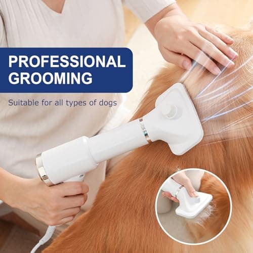 Portable Dog Hair Dryer with Brush – 300W, 3 Heat Settings, Professional, Overheat Protection for Small Medium Pets - Thumbnail 3