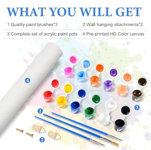 igoodom Paint by Numbers Kit for Adults Beginner, Adult Paint by Number Kits on Canvas, DIY Adults' Paint-by-Number Kits for Gift Home Wall Decor 16x16inch - Thumbnail 6