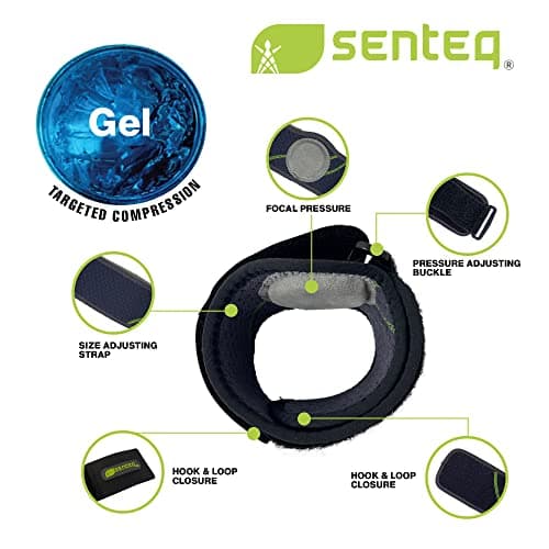 SENTEQ Black Tennis Elbow Brace: Arm Band for Tennis Elbow, Golfer Elbow and Forearm Support, Neoprene Wraps and Strap, Braces for Men and Women - Thumbnail 6