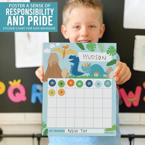 Sticker Chart for Kids Behavior at Home & Classroom - 25 Reward Chart for Kids Incentives, Gold Star Sticker Sheets, Dinosaur Incentive Charts for Classroom Must Haves - Thumbnail 4