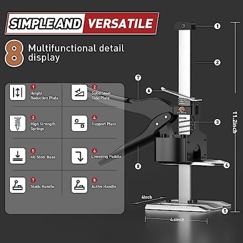 XClifes Labor Saving Arm Jack Handle 2 Pack, Construction Jack, Wall Tile Locator, Multi Function Height Adjustment Lifting Device, Door Panel Lifting Cabinet, Raised 6.69 in, Pair Dynamic Load 450 LB - Thumbnail 5