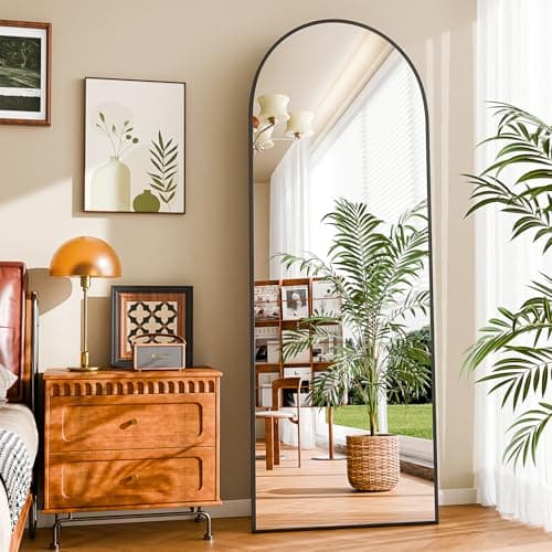 NBGV 59"x16" Floor Mirror Full Length, Arched Full Length Mirror with Stand, Full Body Mirrors for Bedroom Living Room or Cloakroom Black - Thumbnail 2