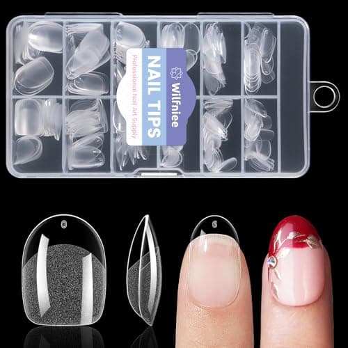 Short Oval Round Nail Tips, 240PCS Soft Gel Pre-shaped Half Matte Short Round Gel Nail Tips, 12 Sizes Full Cover Acrylic Press on Fake Nails for Nail Extension Art DIY Nail Salon - Image 1