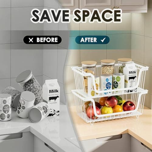 GAOKASE 6 Pcs Stackable Wire Baskets for Pantry Organizers and Storage, - Thumbnail 6