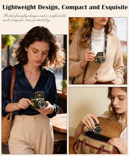 EJXHKNF 2.7K Digital Camera, Portable Vintage Digital Camera for Vlogging, Retro Cameras for Photography, Compact Point and Shoot Digital Camera for Teens, Kids & Beginners, Digital Video Camera Black - Thumbnail 6