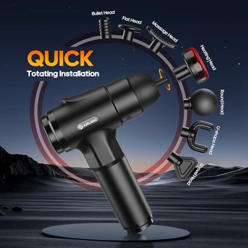 AERLANG Massage Gun with Heat Deep Tissue Back Massager Neck Massager for Pain Relief,Muscle Percussion Massage Gun, Birthday Gifts for Men Women Dad him Handheld Message Gun with 7Heads&Silent - Thumbnail 4