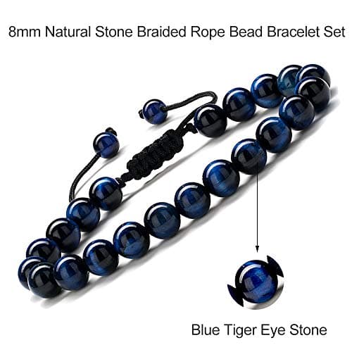 M MOOHAM Gifts for Men - Adjustable Beaded Tiger Eye Lava Rock Bracelets for Men Coworkers Office Gifts - Thumbnail 6
