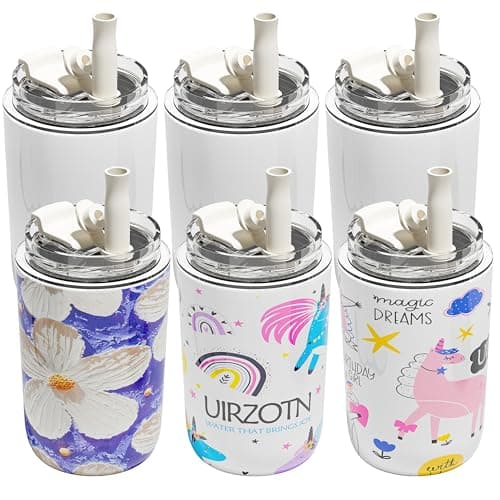 UIRZOTN 6 Pack 10 oz Sublimation Tumblers Blanks Bulk, Travel CoffeeTumblers with Straw and Lids, Reusable Cups with Lids for lced and Hot Drinks - Image 1