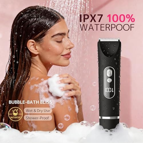 CoolHair Bikini Trimmer for Women, Smooth Electric Razor for Sensitive Skin, IPX7 Waterproof Wet & Dry Cordless Body Shaver for Bikini Area, Pubic Hair, Face, Underarms & Legs (Black - Thumbnail 6