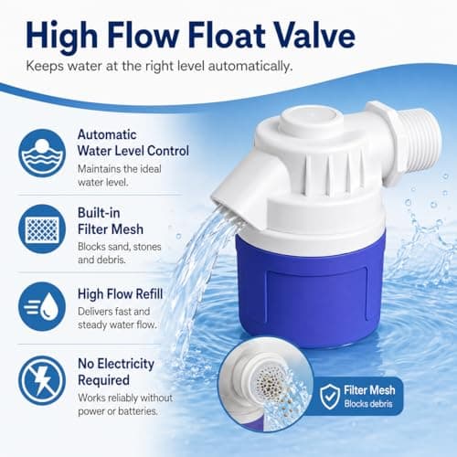 1PC 2" Top Inlet Automatic Water Level Control Float Valve, Float Valve for Water Tank, Pools, Pond, Livestock, Aquariums, Aquaculture - Thumbnail 3