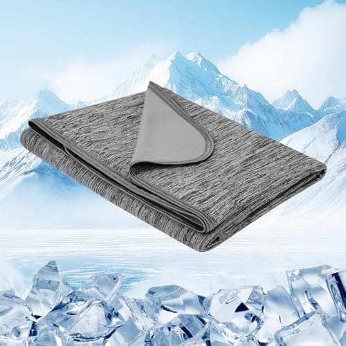 Danctec Cooling Blanket for Hot Sleepers, Summer Cool Throw for Hot Flashes or Night Sweats, Q-Max>0.4 Cool Fiber for Double Bed Couch Sofa, Lightweight Cold Blankets, Queen Size, 79x86 inch, Black
