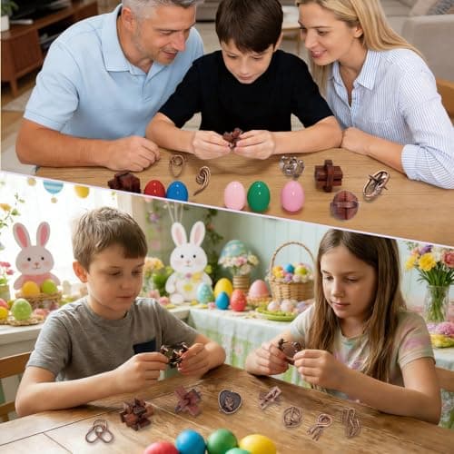 24 Pcs Brain Teaser Puzzles for Adults - Metal & Wooden 3D IQ Test Logic Game, Unlock Interlocking Brain Puzzle Toys for Teens Kids, Smart Educational Desk Toy for Mind Challenges - Thumbnail 5