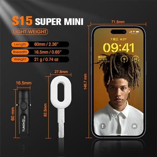 TUNENGE S15 Keychain Flashlight- Super Bright 650 High Lumens,USB C Rechargeable EDC Pocket Flashlight,Mini Flashlight with Magnetic Suitable for Hiking, Outdoors (Magnet Black) - Thumbnail 6