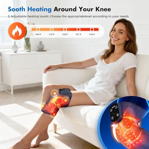 Miula Red Light Therapy & Vibration Massage Knee Brace: Wireless Rechargeable, with 660nm&850nm Light & Heating Function – Relief for Knee, Joint, Elbow & Shoulder Pain, Promotes Faster Recovery - Thumbnail 2