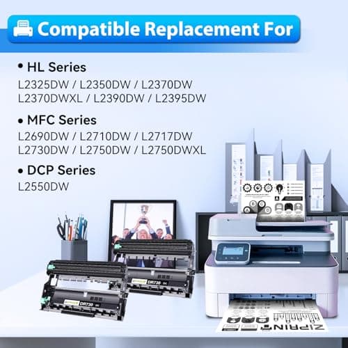 ZIPRINT 2-Pack Dr730 Drum Unit Replacement for Brother DR-730 DR 730 for MFC-L2710DW MFC-L2750DW MFC-L2730DW MFC-L2750DWXL DCP-L2550DW HL-L2370DW HL-L2350DW HL-L2395DW Printer, 12000 Pages Yield - Thumbnail 2
