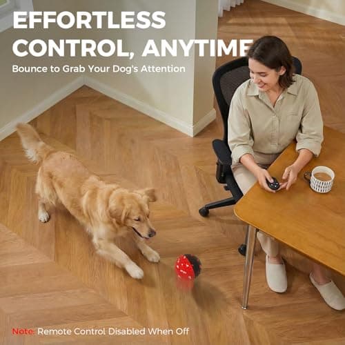 Diman Interactive Dog Ball Toys with Remote Control, E-TPU Matrial, Bouncing Dog Ball, Moving Dog Toys to Keep Them Busy(3.2 Inch, Red Black) - Thumbnail 5