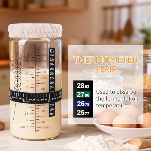 Rakovar Premium Sourdough Starter Jar Kit, 57oz Large Capacity Sourdough Jar, Sourdough Bread Starter Kit for Perfect Sour Dough Bread (Black, 2 Pack) - Thumbnail 6