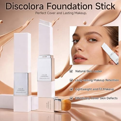 Blanc Cover Cream Stick V - Color Changing Foundation Stick with Volufiline - Medium to Concealer Base Makeup, 2-in-1 Dual-Ended with Built in Brush, Portable for Daily Use (Natural) - Thumbnail 2