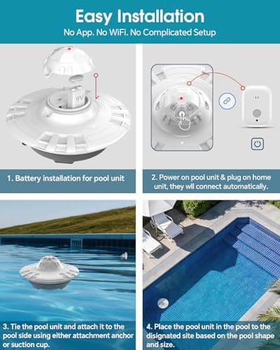 Pool Alarm for Inground & Above Ground Pools, Floating Pool Safety Alarm for Kids & Pets, No App, No WiFi Needed, 85dB+ Loud Alert at 10 ft, Adjustable Sensitivity, Covers 20x40ft (WH&GR) - Thumbnail 4