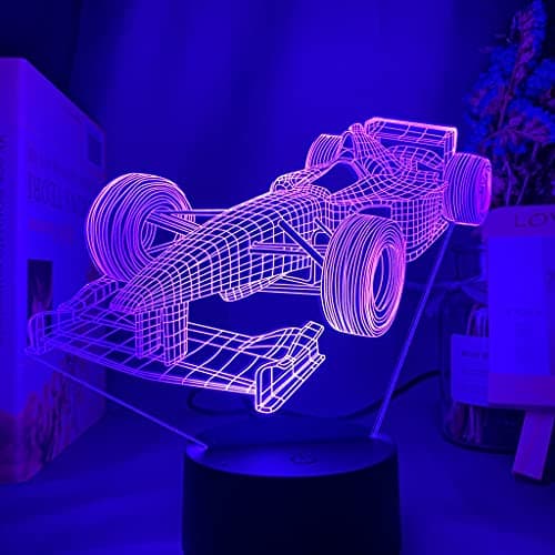 Paesteffe 3D LED Night Light for Kids, Formula 1 Racing Car Intelligent Illusion Lamp, 16 Color LED F1 Night Lamp Remote Control for Children's Room Decoration and Children's Gifts - Thumbnail 4