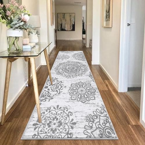 HEBE Hallway Runner Rug 2'8''x8' Washable Vintage Distressed Area Rugs Non Slip Laundry Rug Runner Boho Floor Carpet Runners for Hallways Entryway Laundry Room Kitchen Bathroom - Thumbnail 6