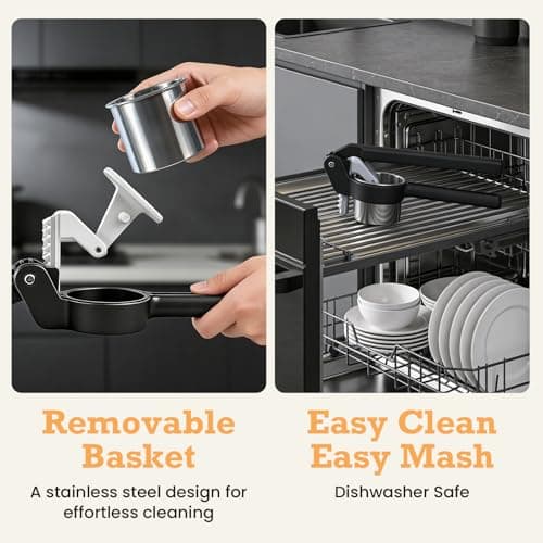 Potato Ricer - Betso Effortless Double-Gear Potato Ricer and Masher - Heavy-Duty Vegetable Press for Perfect Mashed Potatoes, Dishwasher Safe - Thumbnail 3