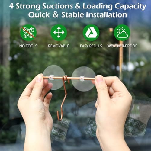 Pozfun Window Hummingbird Feeder with Suction Cups,Hand-Blown Glass Hummingbird Feeders for Outdoors Window Mounted with Metal Hook,Close Bird Watching,Finch in Garden,Yard(Dotted Blue) - Thumbnail 4