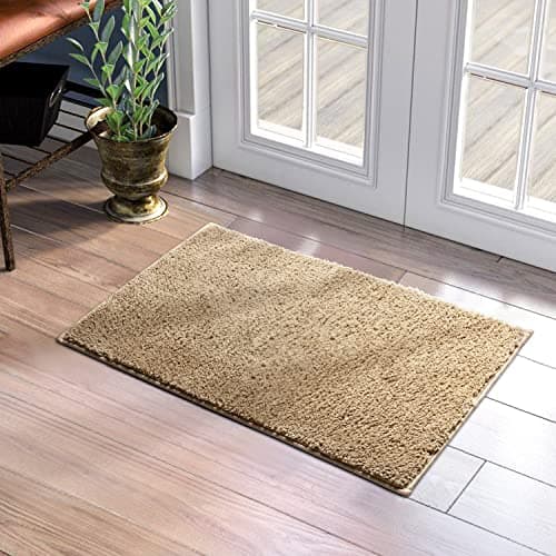 HOMEIDEAS Door Mats Indoor, 17"x29" Super Absorbent Non Slip Rugs for Entryway, Front Back Welcome Doormat Dirt Trapper (Beige)