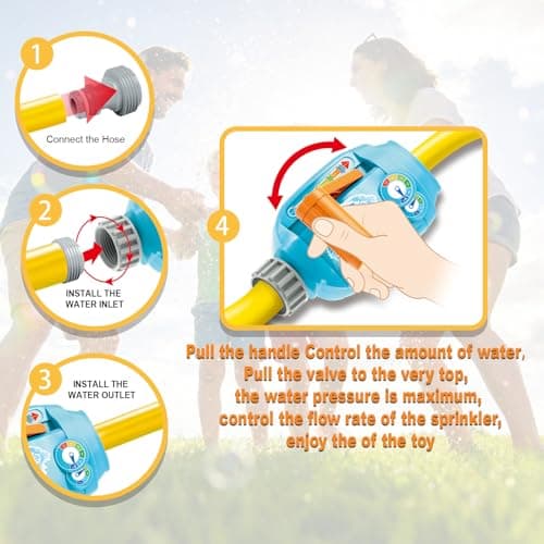 Kids Water Sprinkler Toys, Rocket-Shaped Outdoor Water Baseball Set with Bat & Multi-Ball Slide Feeder, Adjustable Water Flow & Height, Rotating Sprinkler for Backyard, Pool, Lawn Summer Fun Ages 4-8 - Thumbnail 5