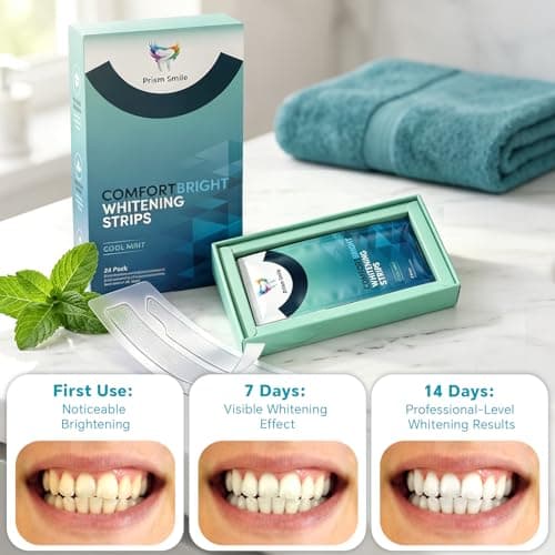 Prism Smile Teeth Whitening Strips, 48 Count 24 Days Treatment, Non-Slip Cool Mint Whitening Strips, Enamel Safe Zero Sensitivity for Sensitive Teeth, Removes Coffee Tea Wine Tobacco Stains - Thumbnail 2