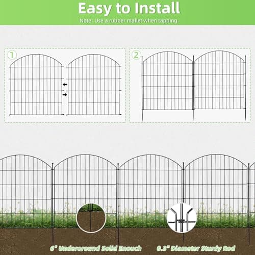 Decorative Garden Fence 32in (H) x12ft (L), 5 Pack No Dig Fence Animal Barrier for Dog with Lock, Arched Flower Bed Edging, Wire Border Panel Fencing for Yard Patio Outdoor Decor - Thumbnail 3