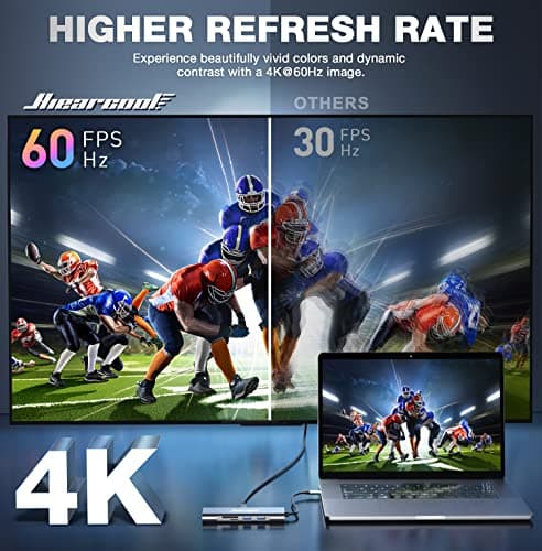 Hiearcool USB C Hub Ethernet 8-in-1, 4K@60Hz USB-C to HDMI Multiport Adapter with 1Gbps RJ45, 100W PD, 3 USB 3.0, SD/TF, Compatible for MacBook Pro/Air, Dell, Lenovo Laptops - Thumbnail 2