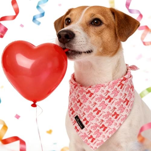 ARING PET Girl Dog Bandana, Cute Pink Bow Pet Bandanas Scarf Triangle Bibs Handkerchief for Puppy Small Medium Large Girly Dogs-L - Thumbnail 4